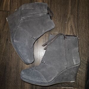 Toms Charcoal Suede Ankle Booties